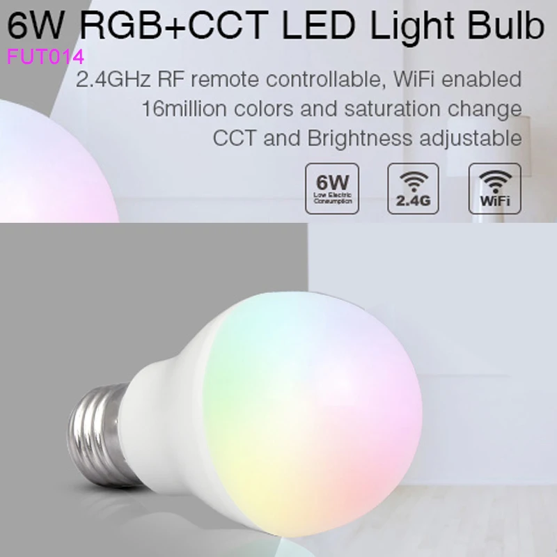 Умная Светодиодная лампа 4 Вт 5 6 9 12 E14/E27/MR16 RGB + CCT Led В/220 В внутренняя с беспроводным