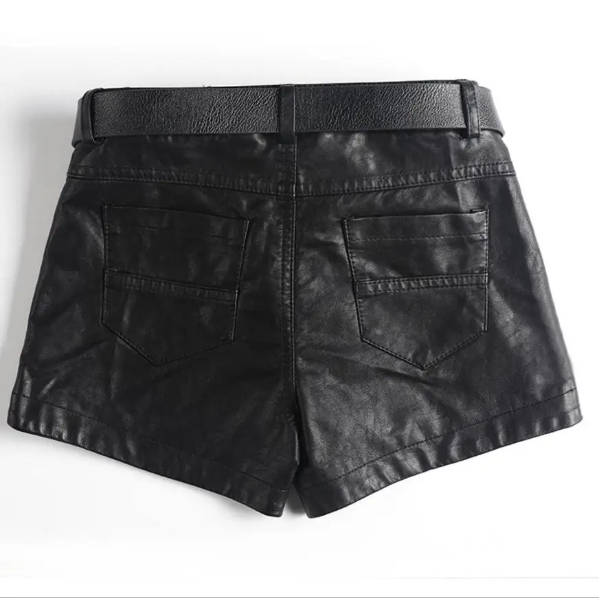

Women's Black PU High Waist Shorts Vintage High quality plus size XL Leather Shorts