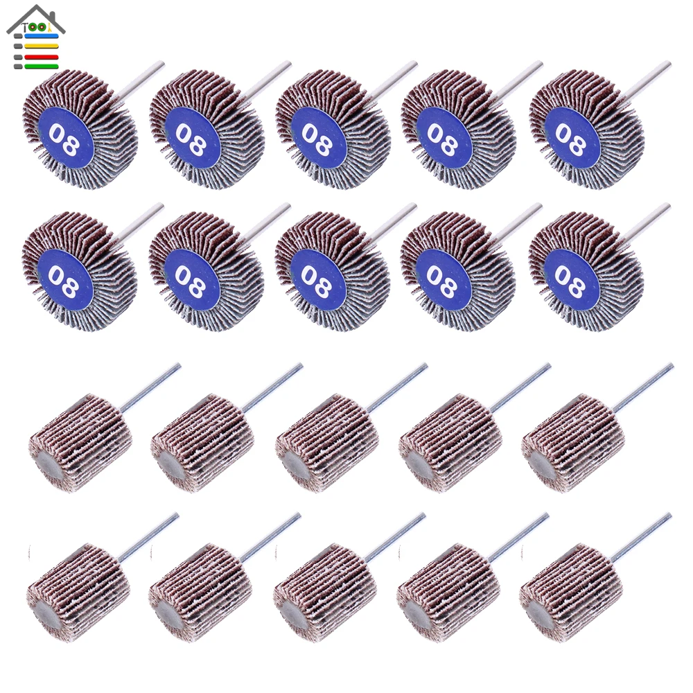 AUTOTOOLHOME 20 шт шлифовальный Щиток колеса полировальный диск 80 Грит для Dremel набор аксессуаров диаметр 32 мм и 20 мм 1/8 дюйма хвостовик