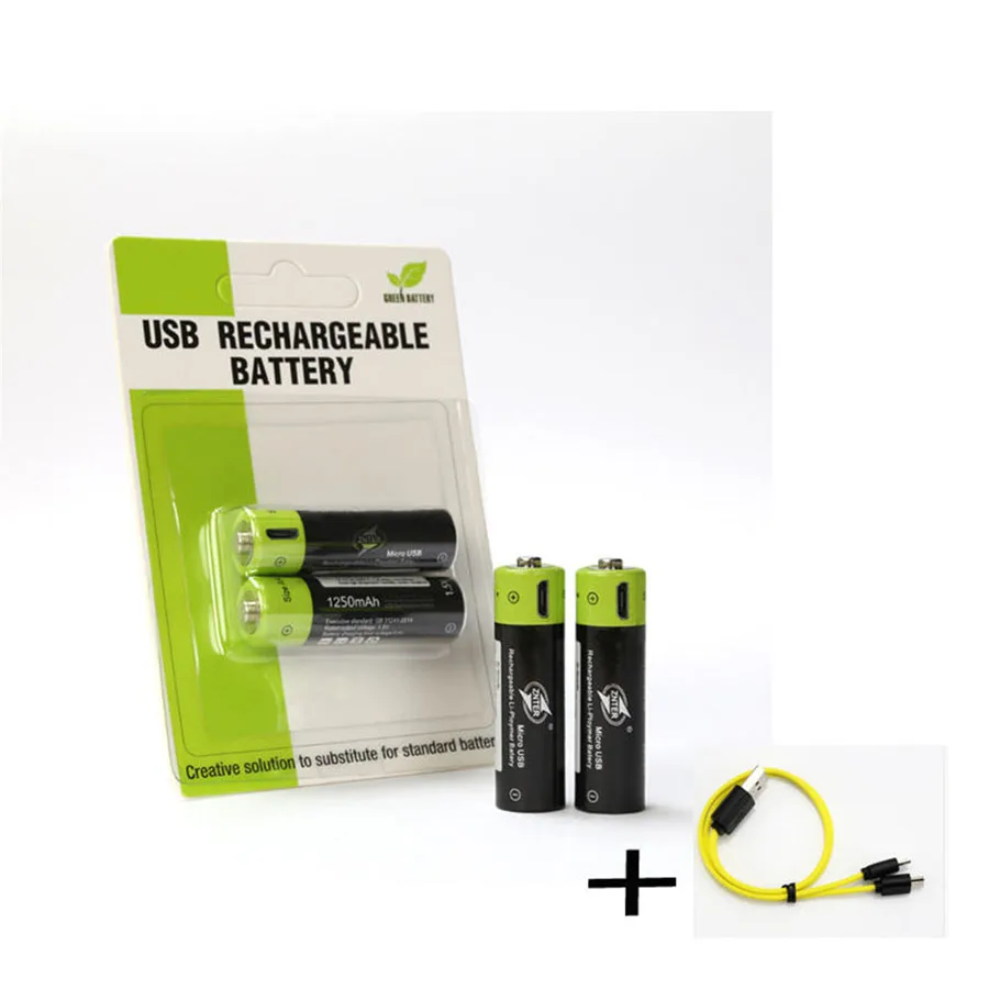 Высококачественный USB перезаряжаемый литий-полимерный аккумулятор AA 1,5 V 1250mAh ZNT5 универсальный аккумулятор заряжается кабелем Micro USB