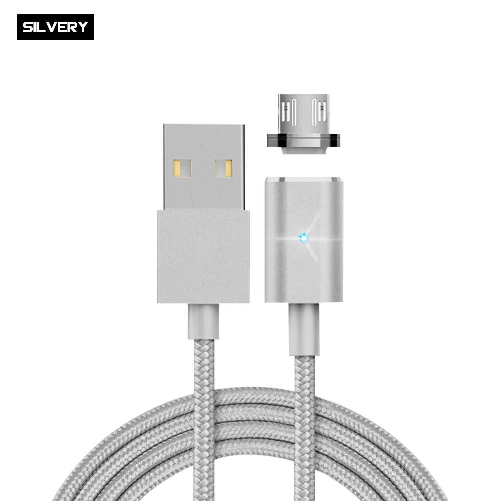Кабель Micro USB для быстрой зарядки Android мобильный телефон провод Быстрая зарядка Магнитная линия пылезащитный Мобильный кабель передачи данных телефона - Цвет: silver