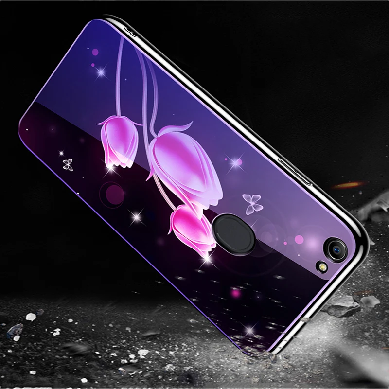Чехол для OPPO F5 модный синий чехол из закаленного стекла F 5 OPPOF5 чехлы телефонов fundas