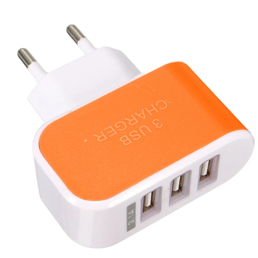 orange EU plug 5V 3.1A 3 usb порта настенное зарядное устройство адаптер для iPhone 5 6 для samsung светодиодный Стандартный USB зарядное устройство США/ЕС - Цвет: orange EU plug
