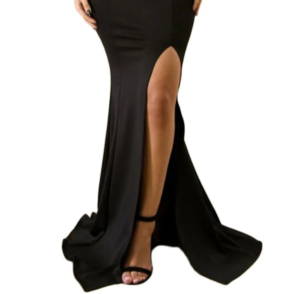 Maxi Runway Dresses CHEAPEST Bodycon Party for Women F0043 Off Shoulder Empire Split Hem 3 Colors | Женская одежда