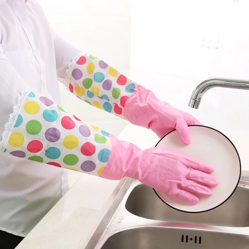 1 пара кухонные эластичные перчатки с длинными рукавами теплые бархатные