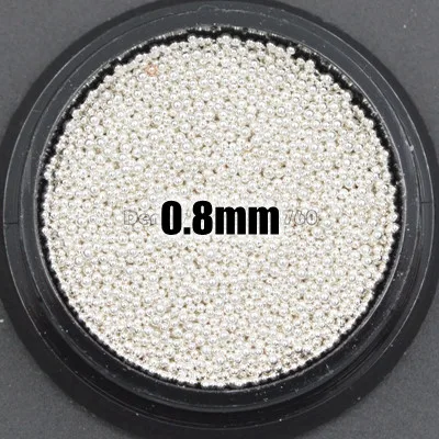 0.8mm Silver 1 горшок высокого качества 0,4-3 мм 4 цвета сплав металла круглый бисер "икра" шар ногтей искусство горный хрусталь, драгоценный камень украшения Маникюр Советы из серии «сделай сам» CF - Цвет: 0.8mm Silver