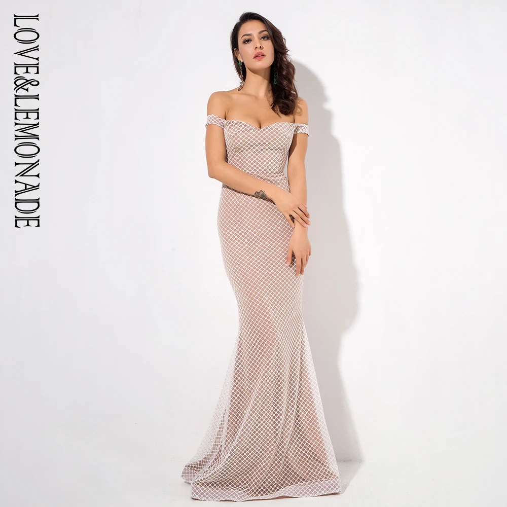 Женское длинное платье Love & Lemonade из бусин с открытой спиной LM81343 2WHITE|Женские