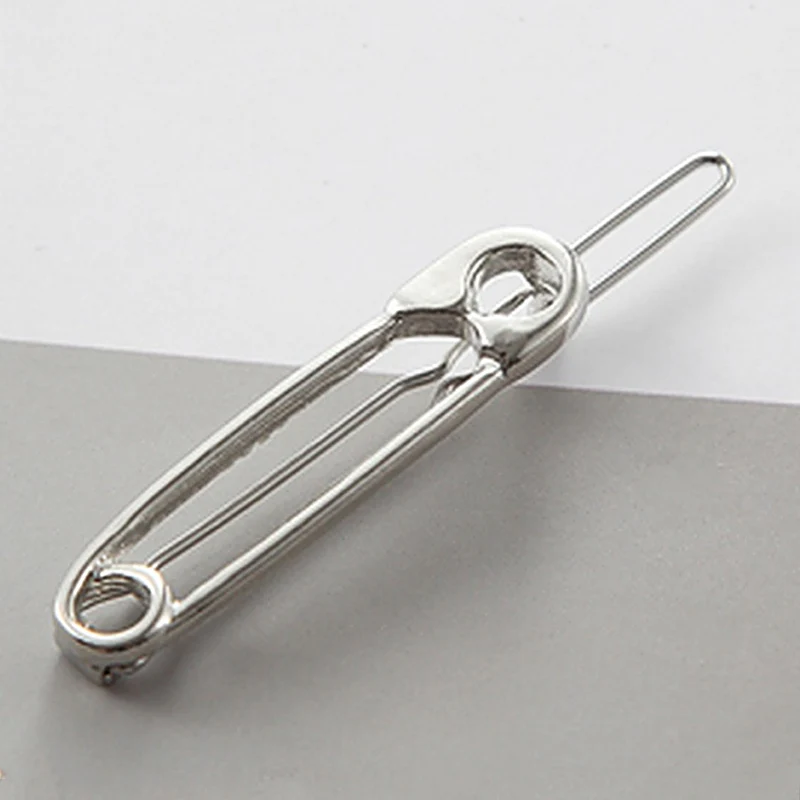 Silvery Хит, 1 шт., женская мода, скрепка для волос, заколки для волос, для девушек, металлическая, Минималистичная, персональная шпилька, шпилька, форма для девушек, аксессуары для волос - Цвет: Silvery