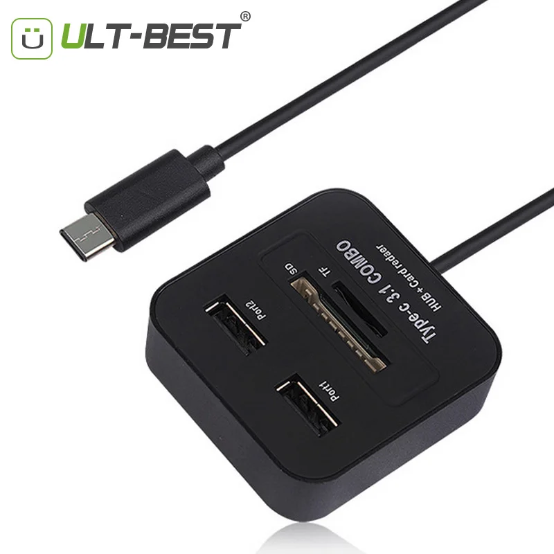 Мини лучший USB Type C в 2 порта 0 концентратор с TF SD кардридер типа Combo для нового Macbook
