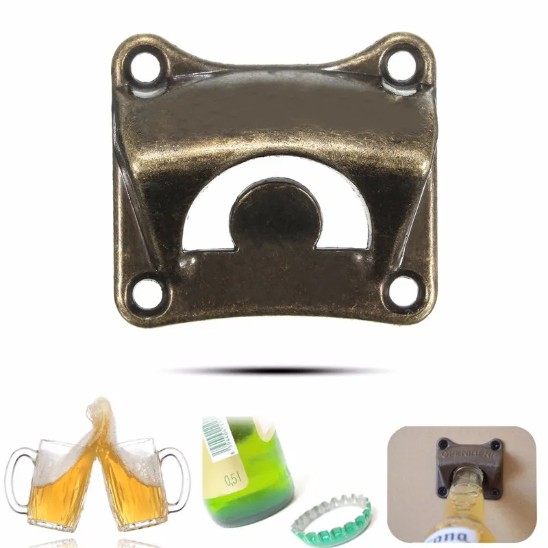 Винтаж Бронзовый настенные для бутылок вина Пиво Сода Стекло Кепки открывалка