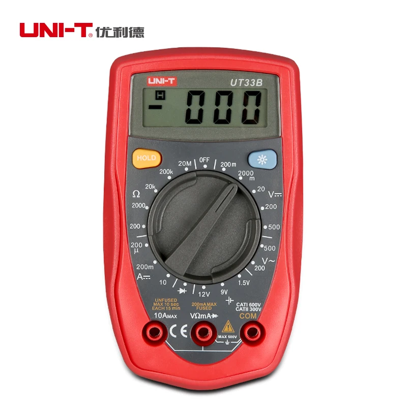 UNI-t UT33B/UT33B+ ручной 3 1/2 цифровой мультиметры ручной диапазон AC/DC Измеритель Напряжения DC 10A ток тестер