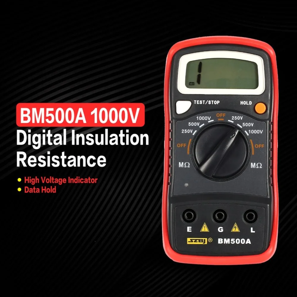 BM500A цифровой Megger 1000V Автоматический диапазон Измеритель сопротивления изоляции