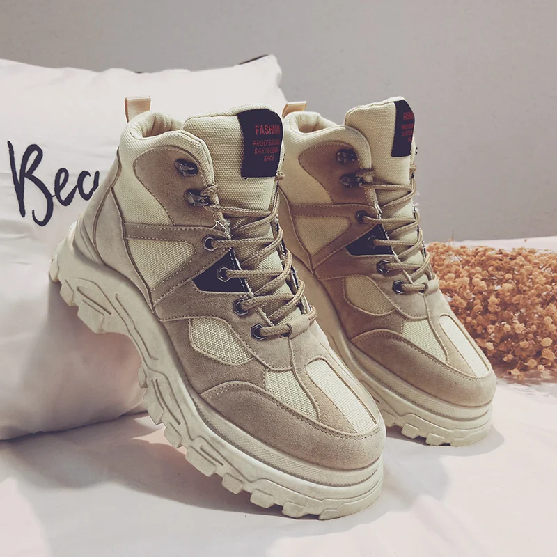 Beige Модная мужская повседневная обувь; дышащие мужские кроссовки; chaussure homme; мужская обувь с высоким берцем; удобная осенне-зимняя обувь - Цвет: Beige