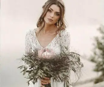 Vestido de Novia, длинный рукав, кружевной топ, открытая спина, трапециевидный шлейф, простые пляжные свадебные платья, свадебные платья, дешевые, на заказ