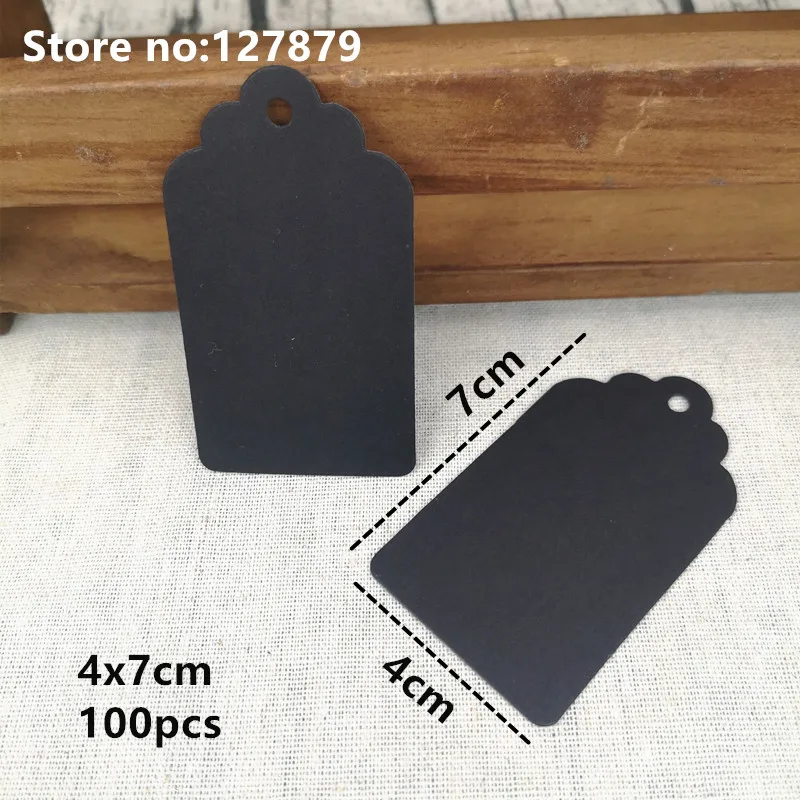 4x7cm 100 шт черные бумажные бирки, крафт-бумага, бирка, голова, этикетка, праздничная заметка, сделай сам, пустая ценная бирка, бирка на день рождения, свадьбу, вечеринку, Подарочная бирка - Цвет: 4x7cm