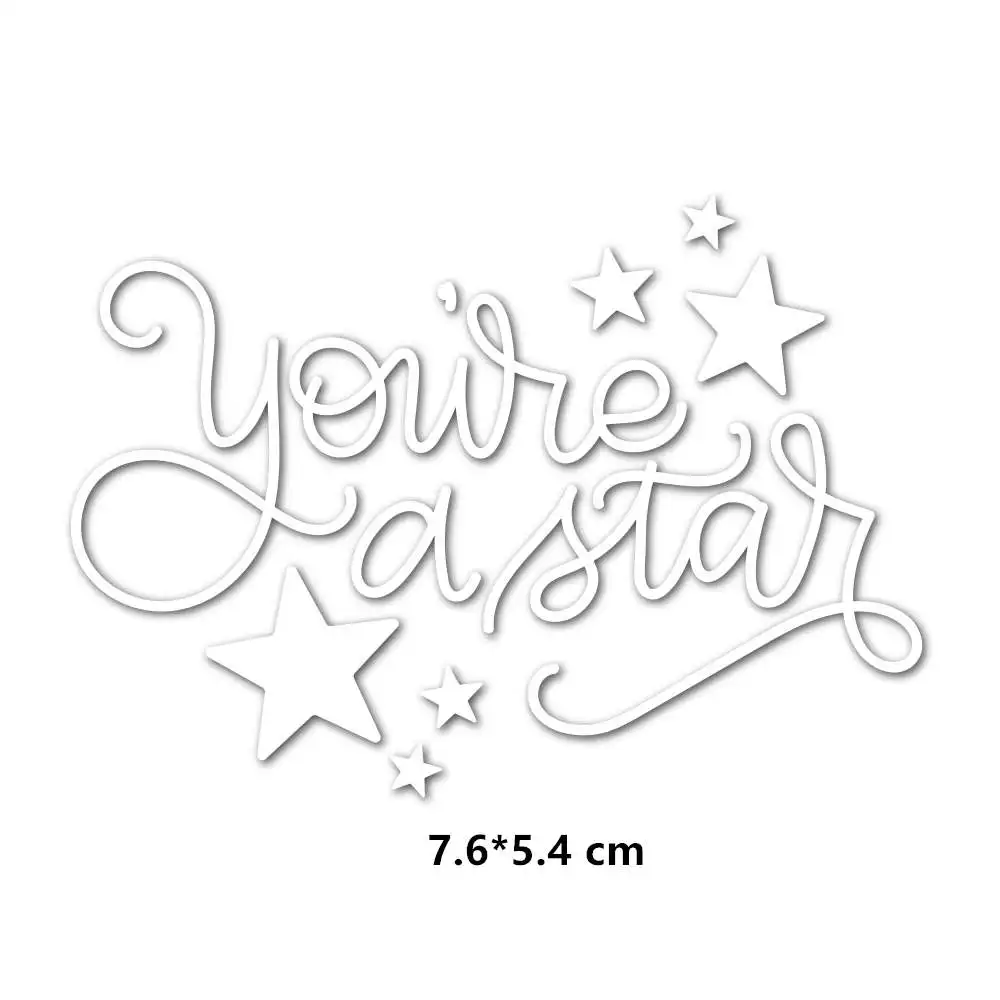 You are a Star 29 Styles Common English Words Metal Cutting Dies Stencil for DIY Scrapbooking Paper Cards Making Decorative Crafts New Die - Цвет: You are a Star