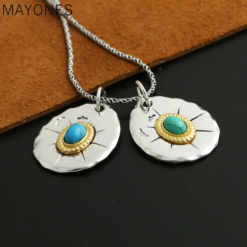 2019 Couple Pendant 100% 925 Sterling Silver Jewelry Men Women Feather Eagle Turquoise fashion Necklace Pendant