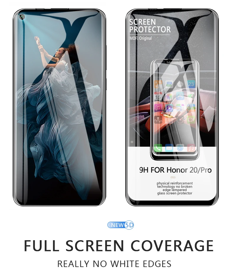 Для huawei honor 20 стекло закаленное Полное покрытие MOFi honor 20 pro защита экрана Передняя пленка 20 lite защитное стекло