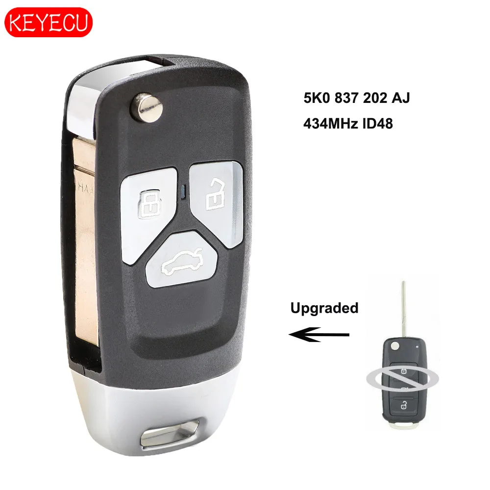 Обновленный дистанционный ключ Keyecu 434 МГц ID48 для V * W Caddy/Polo/Transporter/Beetle 5K0 837 202 AJ|Ключ