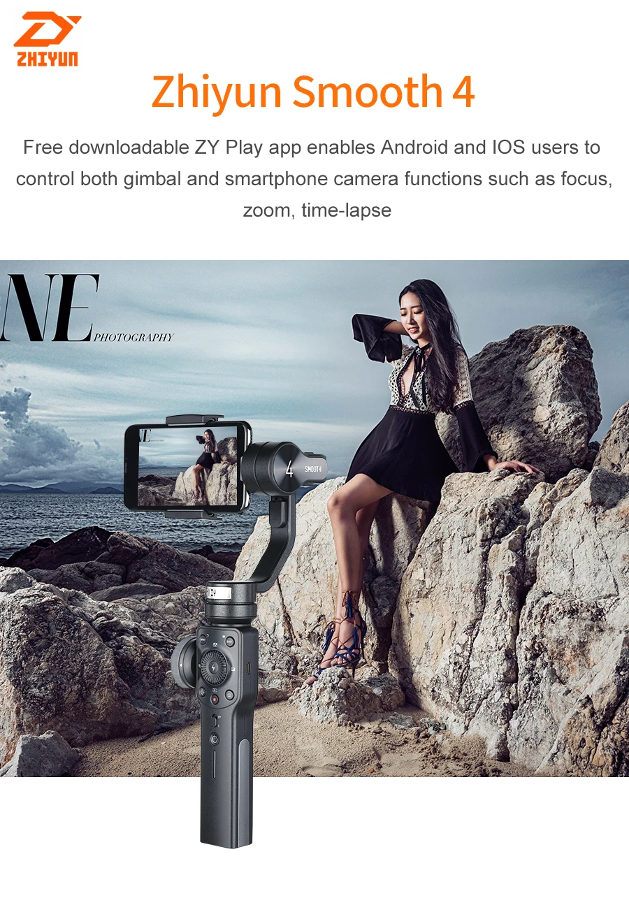 Zhiyun Smooth 4 3-осевой портативный смартфон сотовый телефон видеокамеры Стабилизатор для iPhone X 8 7P samsung S9 S9+ S8 PK гладкая Q DJI Osmo 2