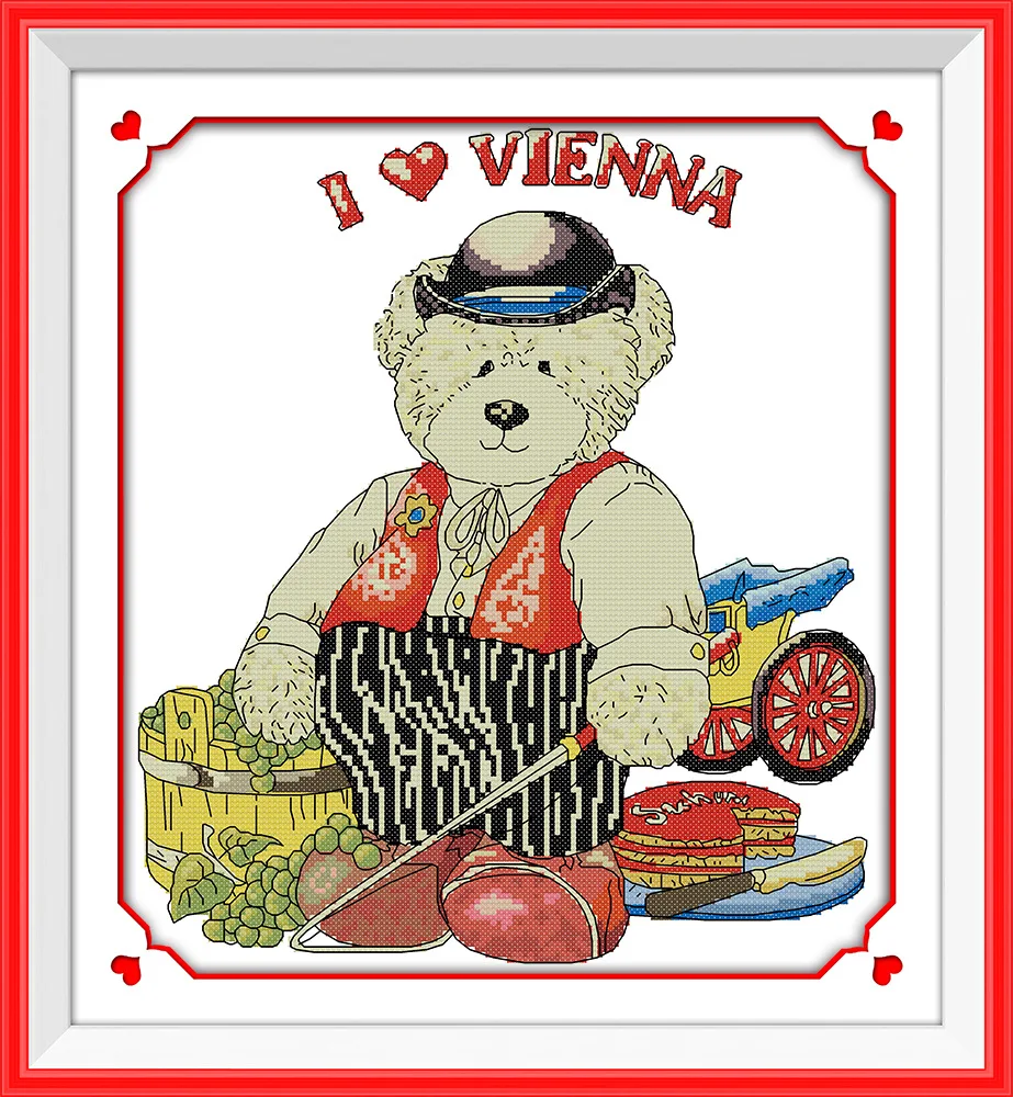 Красный Серия Joy Sunday Teddy bear и серия bear Счетный Китайский Набор для вышивания крестиком Набор для вышивания рукоделие - Цвет: Красный
