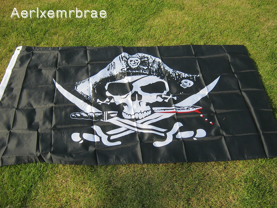 Aerlxemrbrae флаг огромный 3x5FT Череп и крест скрещенные кости сабли, мечи пират Веселый Роджер флаги с люверсами украшения