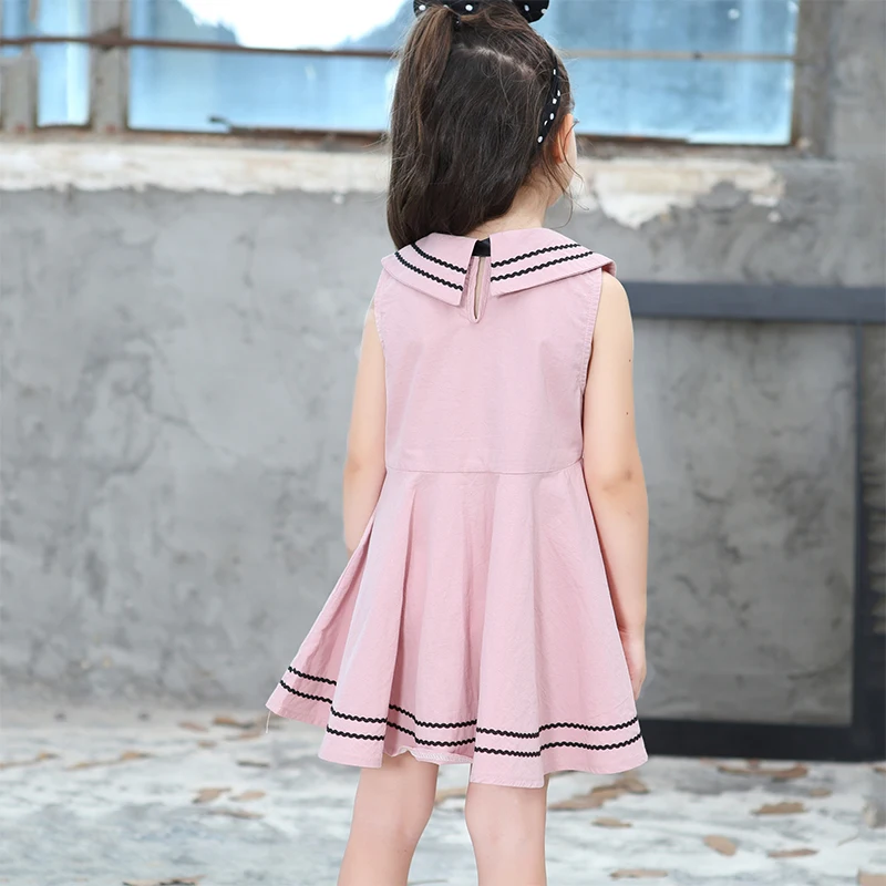 2018 летние для маленьких девочек Симпатичные с матросским воротником платья