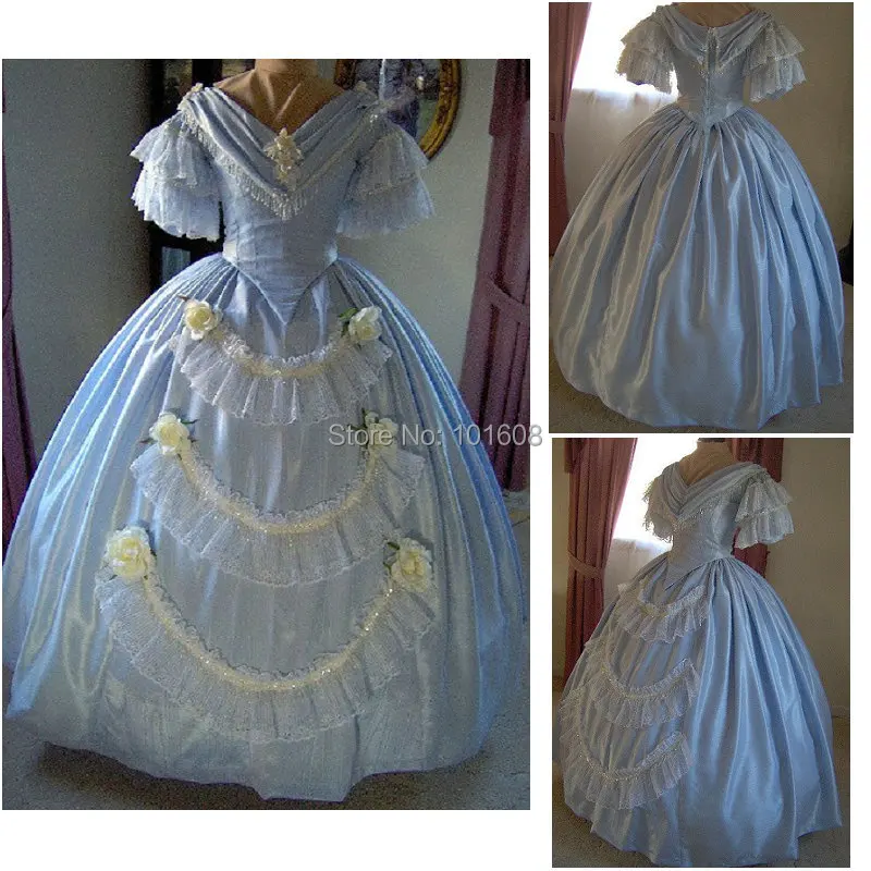

Victorian Corset Gothic/Civil War Southern Belle Ball Gown Dress Halloween dresses US 4-16 R-175