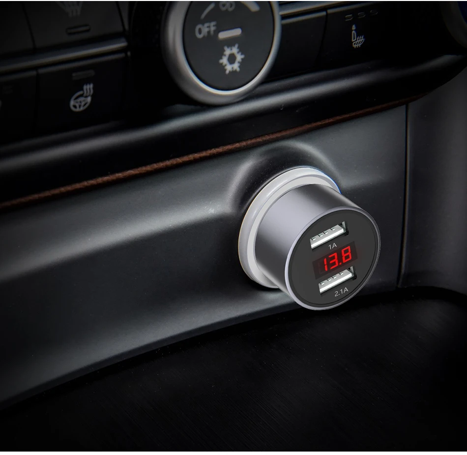 Автомобильное зарядное устройство Jellico с двумя usb-портами, цифровой светодиодный дисплей, 5 В, 3,1 А, быстрая зарядка, зарядное устройство для телефона, адаптер для контроля напряжения, автомобильное зарядное устройство
