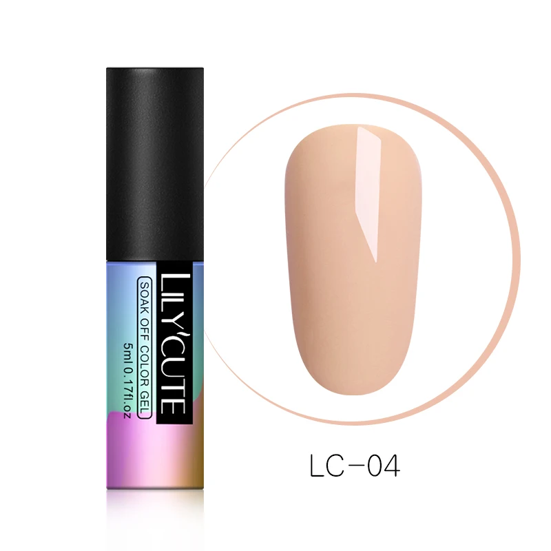 LC04 LILYCUTE гель для нейл-арта 5 мл чистый цвет ногтей УФ светодиодный Гель-лак для Ногтей Стойкий Макарон замачиваемый лак гель лак - Цвет: LC04