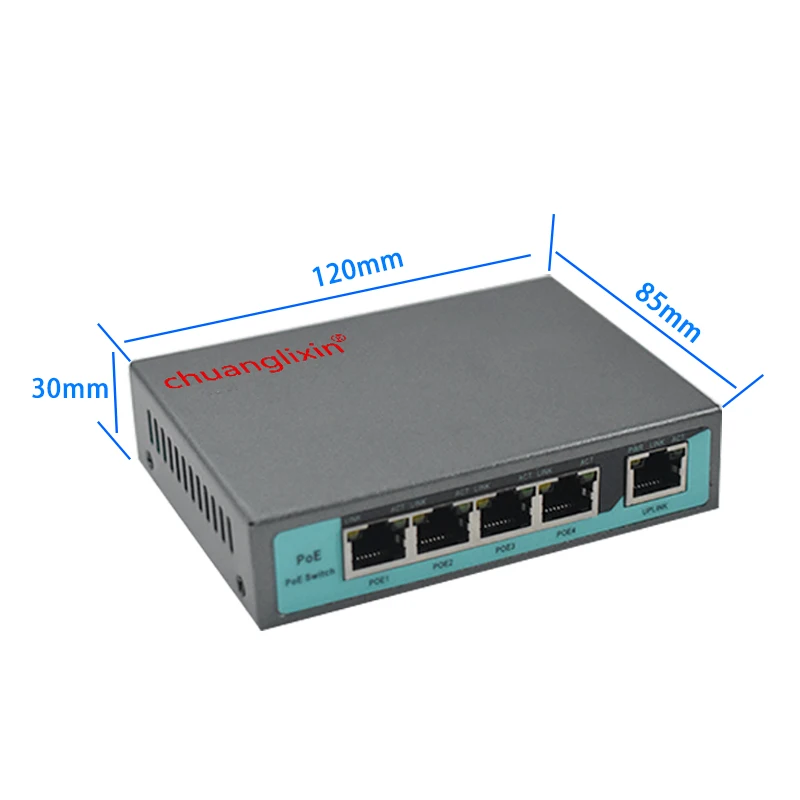 Гигабитный POE коммутатор 1000 м 4 порта + 1 порт uplink оптический poe 48 в af/at источник