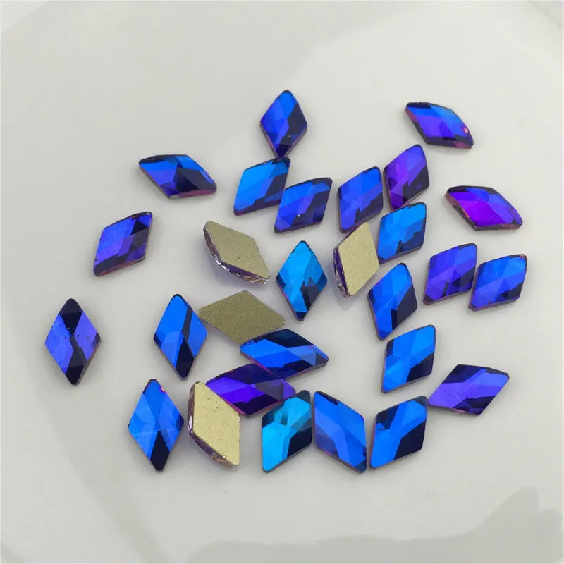 Новинка 10 шт. блестящие AB Камни 3D Стразы для ногтей 6 мм x Ромб Кристалл с плоской