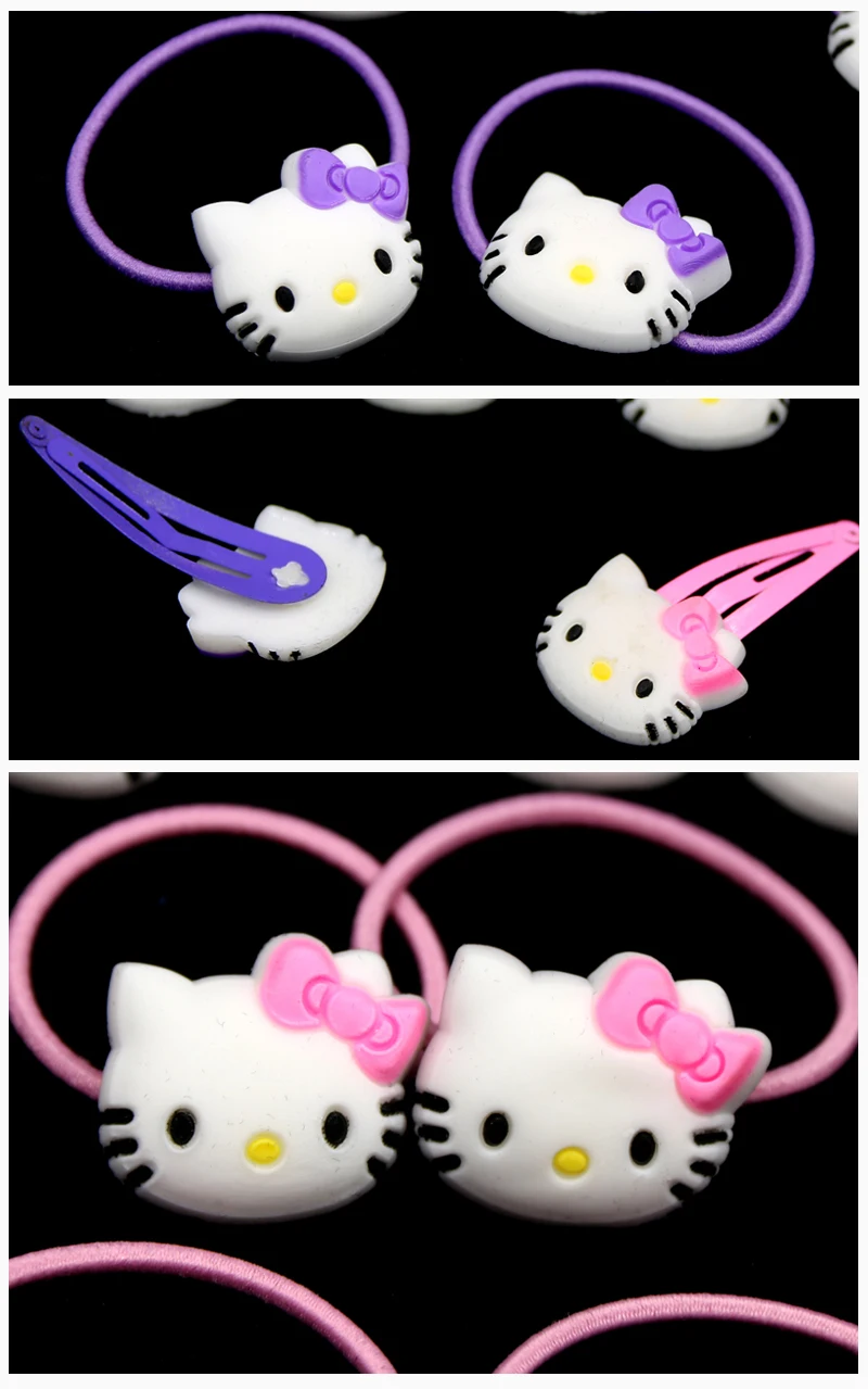 12 шт., hello kitty, эластичные резинки для волос, заколки для волос, для девочек, конский хвост, резинки, милые резинки для волос, резинки, резинки, аксессуары для волос