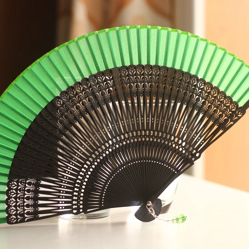 Японский складной веер шелковая танец благородная скульптура тюльпан резьба