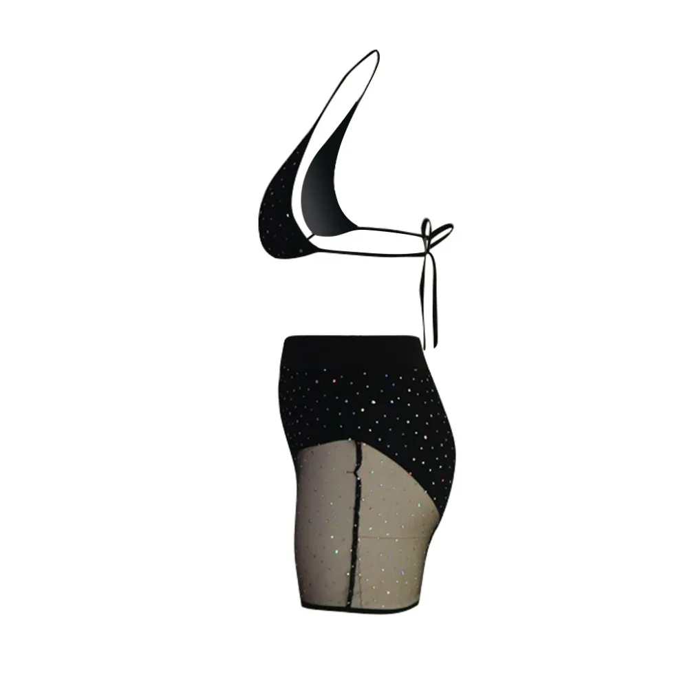 Летний Новый дизайн купальник с пайетками в горошек сетчатый женский