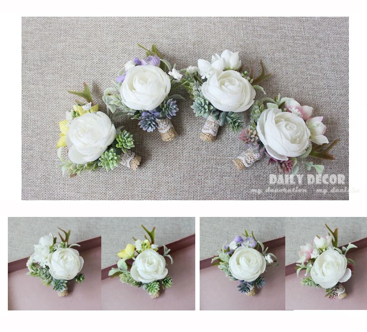 6 шт Искусственные влагозапасающие растения белая роза Свадебные цветы