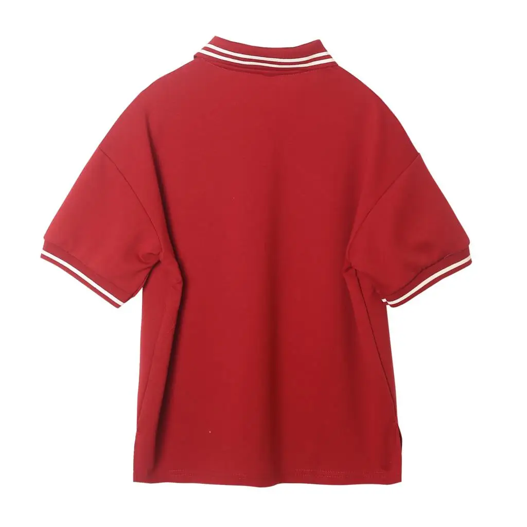 Женская свободная футболка с вышивкой красная хлопковая Футболка мультяшной