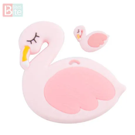 Flamingo Укус укусов 2 шт./компл. Черепаха силиконовый детский Прорезыватель для зубов "сделай сам" для изготовления Еда Класс коала силиконовые крошечные стержень при прорезывании зубов силиконовые бусины комплект ювелирных изделий - Цвет: Flamingo