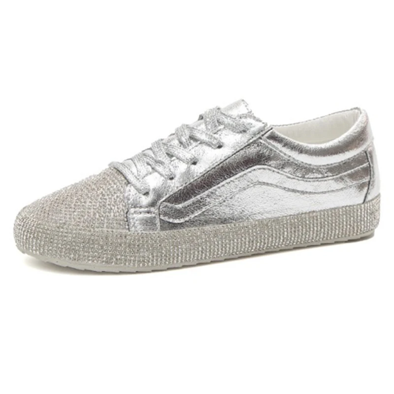 WYFAMDER 2020 женские кроссовки весна осень блестящие стразы повседневная обувь на