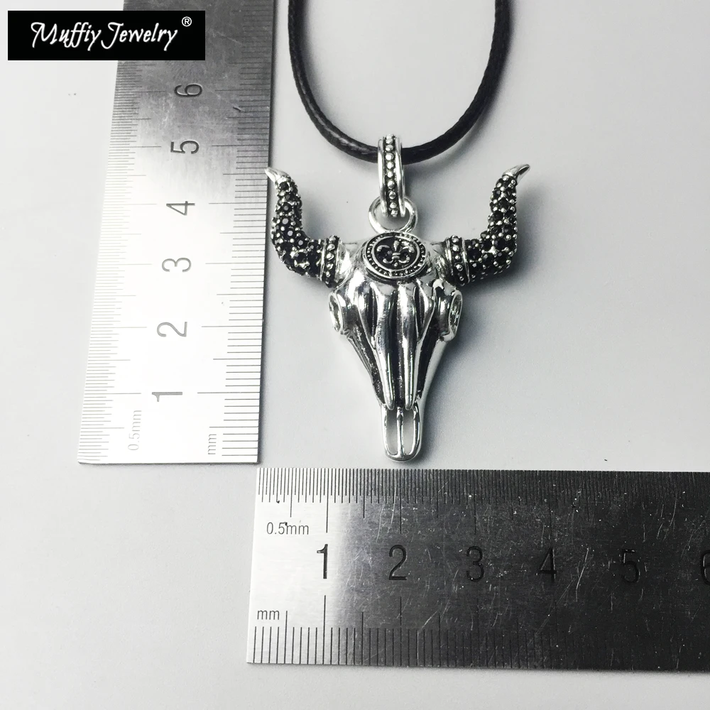 Кожаное ожерелье с черепом быка модные ювелирные изделия в европейском стиле для