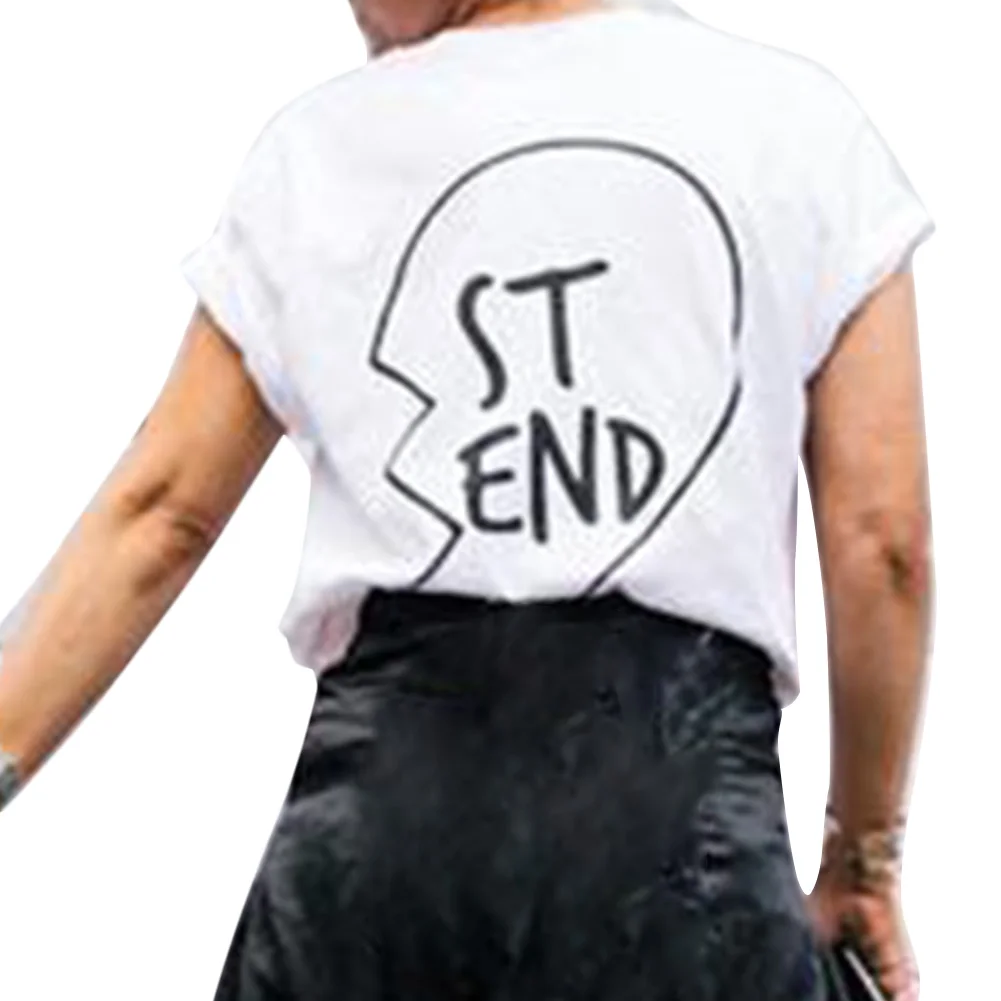 Девушка Одежда женская футболка мода лучший друг буквы печатные футболки BFF