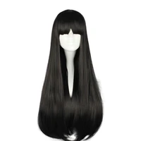 mcoser free shipping 70 cm long straight hair synthetic cosplay wig black color 100 high temperature fiber hair wig 398a