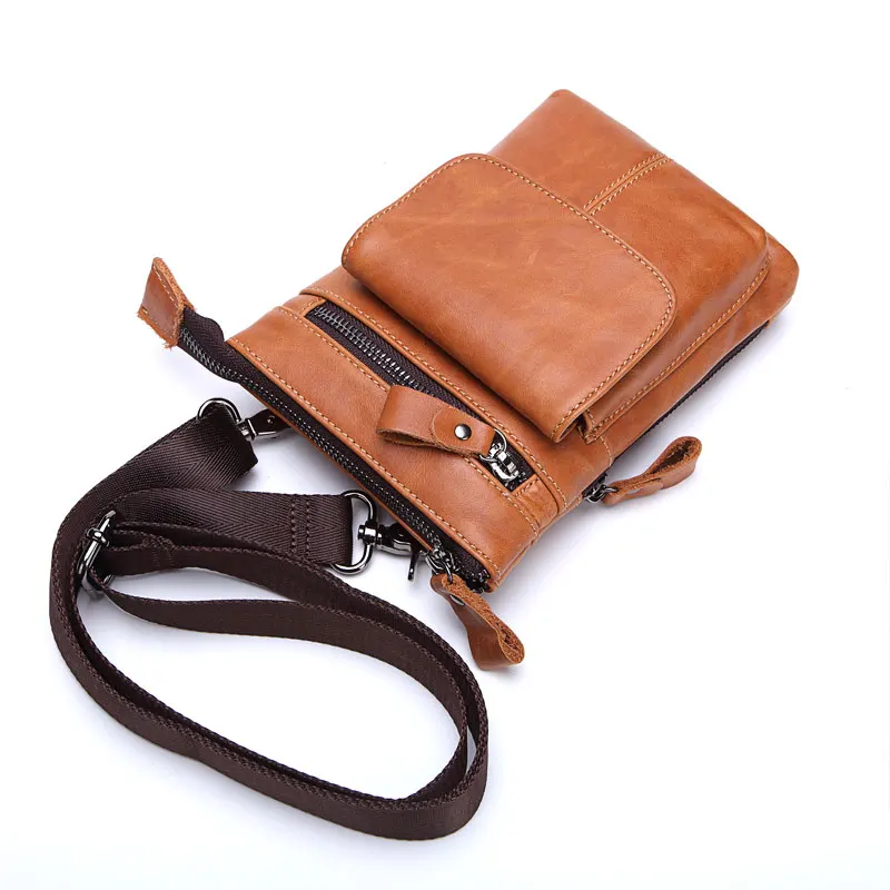 C8123 brown COWATHER Топ Корова Натуральная кожа сумки на пояс для мужчин сумки через плечо Винтаж поясная сумка Хип бум пакет M8123 - Цвет: C8123 brown