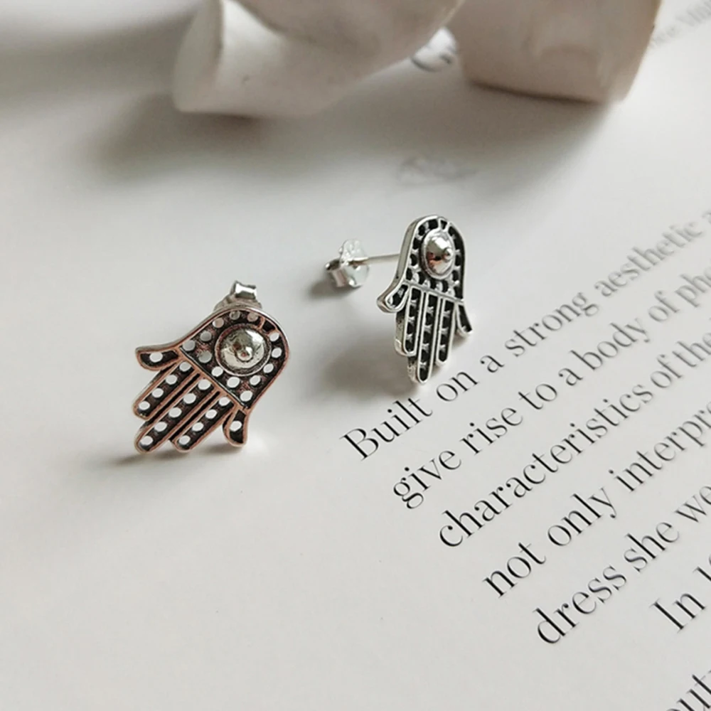 Женские серьги гвоздики из серебра 925 пробы в античном стиле|Серьги-гвоздики| |