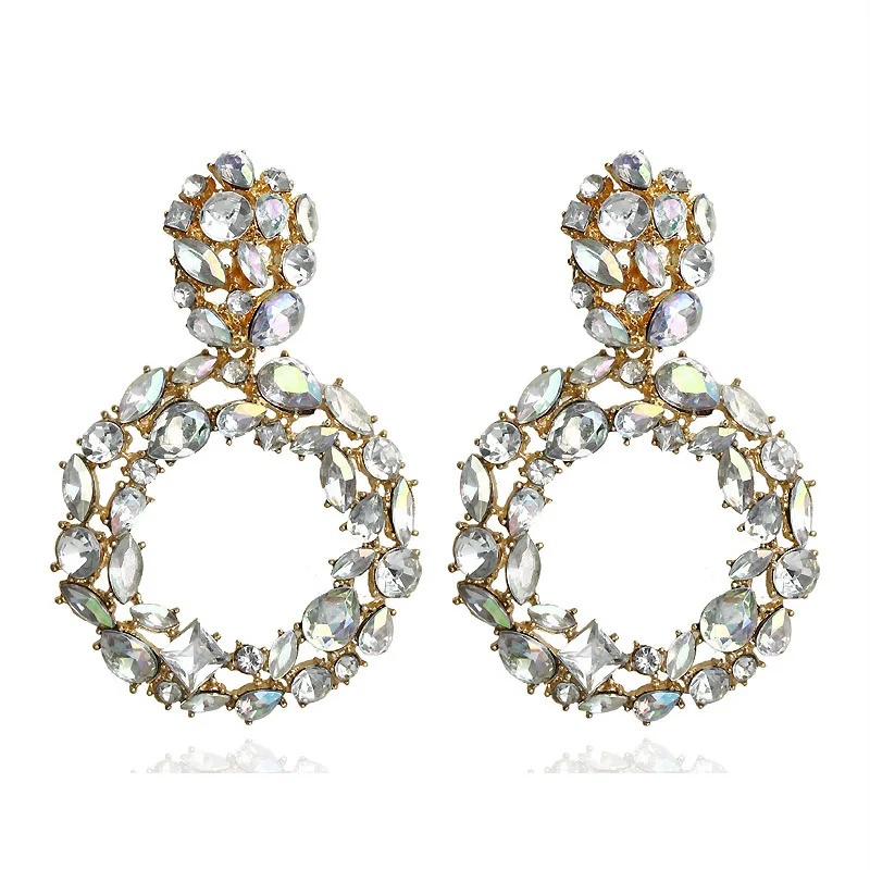 Прозрачные красочные блестящие хрустальные кольца подвески с бусинами для