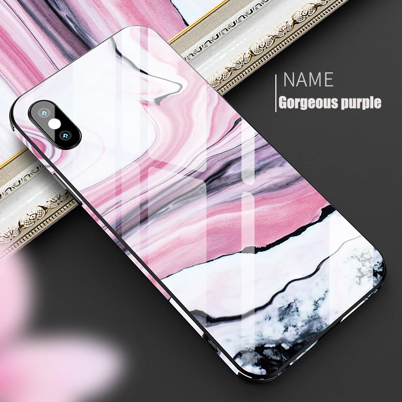 Роскошный чехол из мраморного стекла для iPhone X XS MAX XR XS стеклянный силиконовый чехол для телефона для iPhone 7 8 Plus чехол s для iPhone 6 S 6s