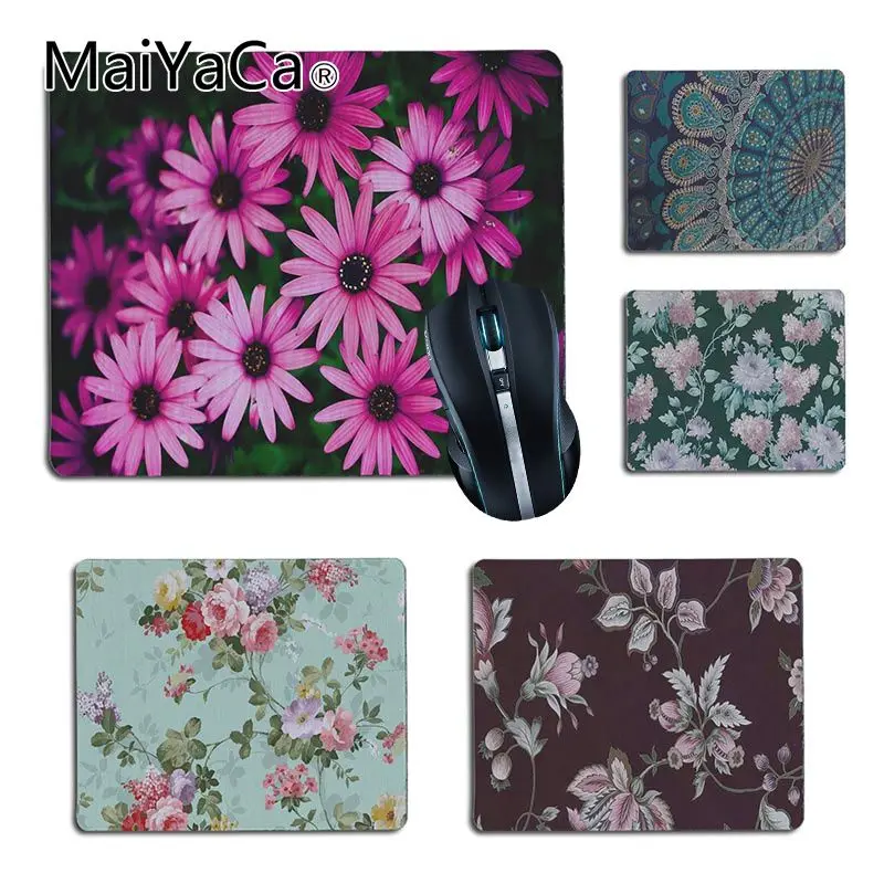 

Персонализированный крутой модный розовый цветочный зеленый скоростной маленький резиновый коврик для мыши MaiYaCa Размер 25x29 см 18x22 см игровы...