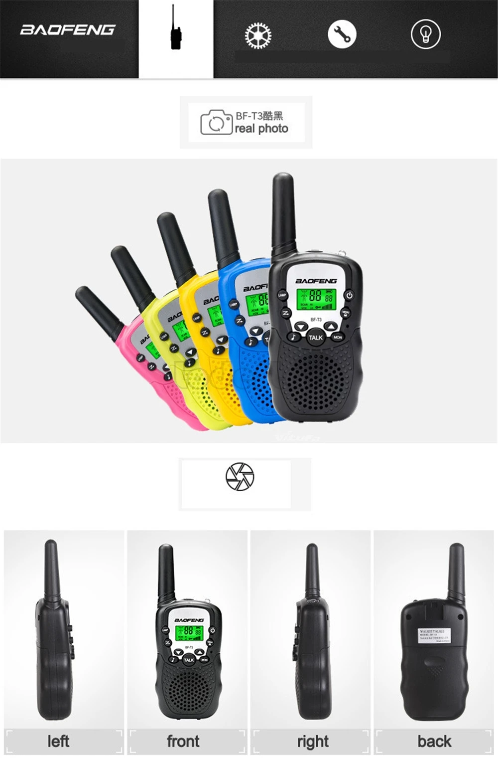 2 шт. Baofeng BF-T3 мини-рация 2 Вт UHF 462-467 МГц Портативное двухстороннее радио 22CH T3 VOX FM трансивер детская игрушка CB радио