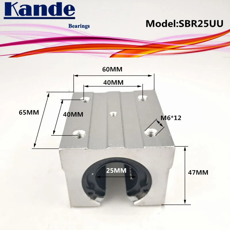 Подшипники Kande 4 шт. SBR25UU SBR25 UU открытый Подшипник блока CNC части скольжения для 25 мм