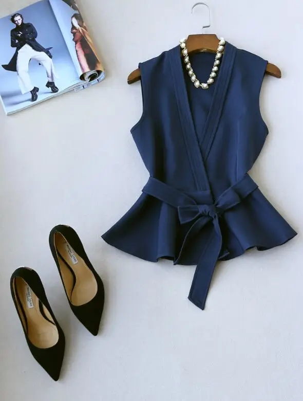 Женский костюм с высокой талией однотонный топ без рукавов треугольным вырезом и